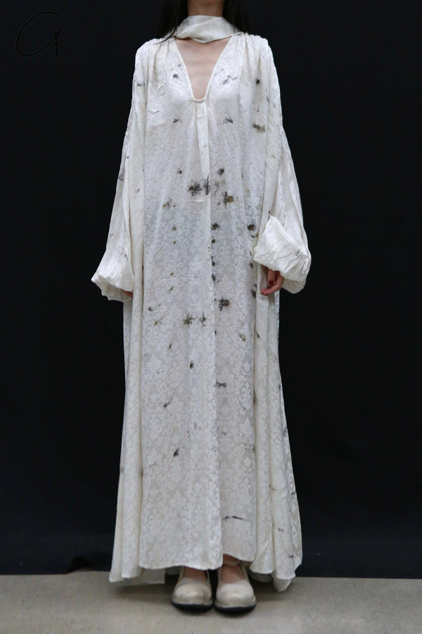 Mutedance 24 Autumn and Winter Wear Scarf Flower Dye Long Dress MD-MD24FW106-hoary